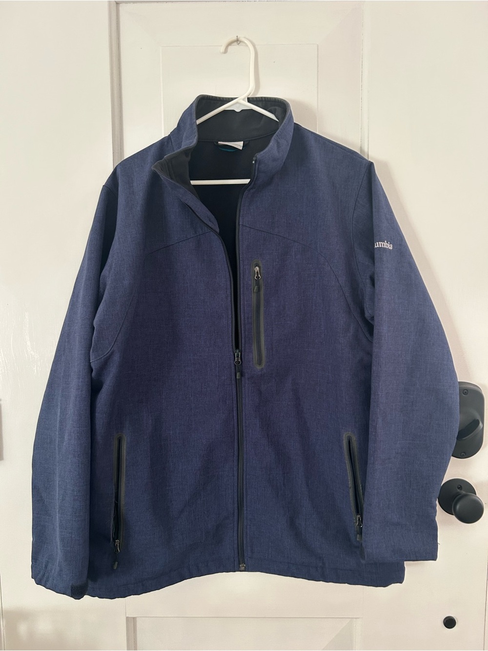 Columbia Men’s Navy Softshell Jacket Zip Up Size Large